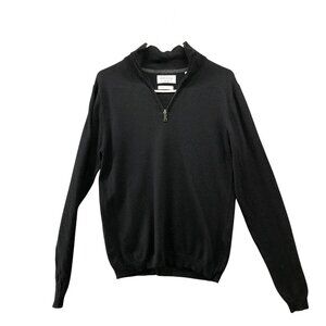 Weatherproof Vintage 100% Merino Wool 1/4 Zip Sweater Mens S Black